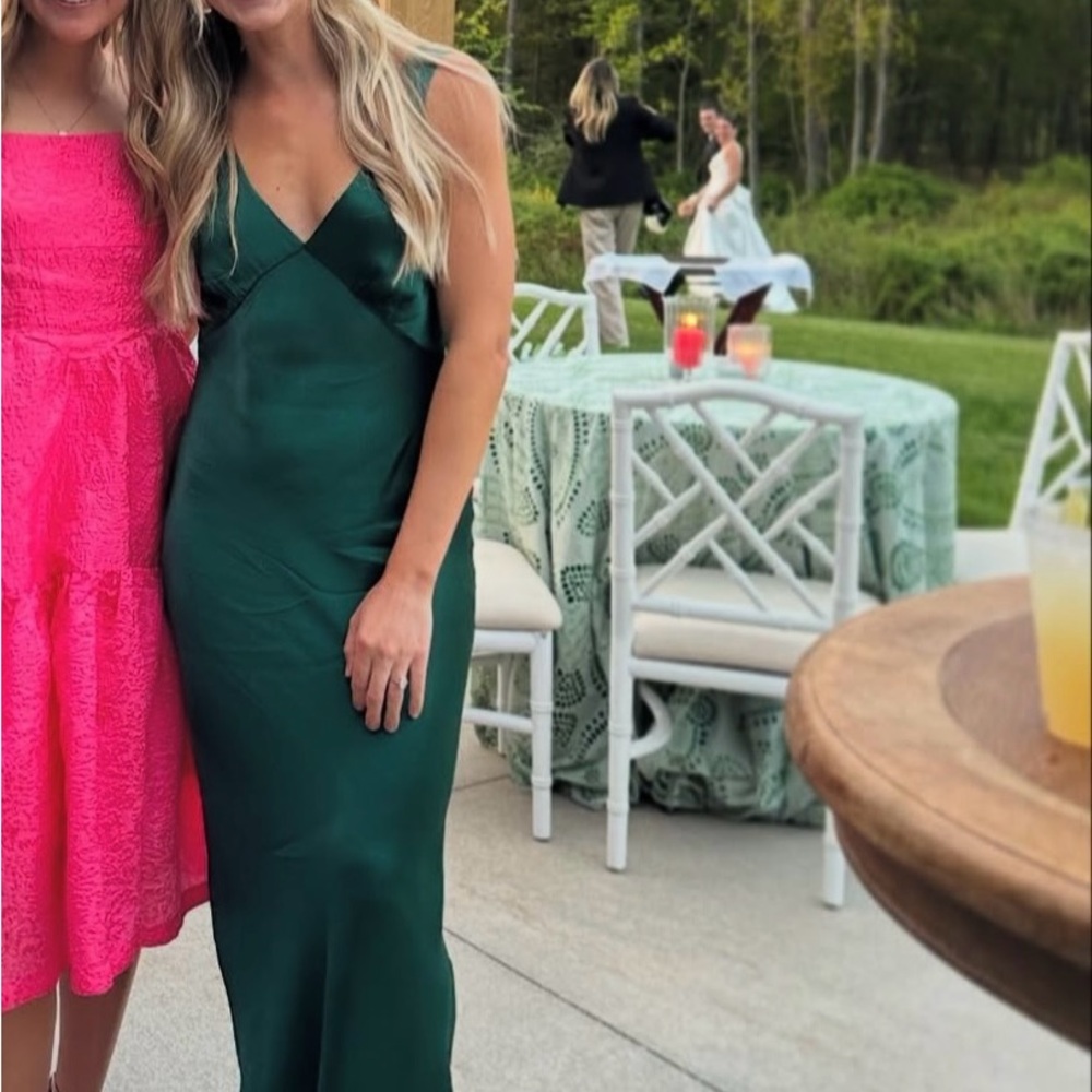 Elegant Green Satin Dress